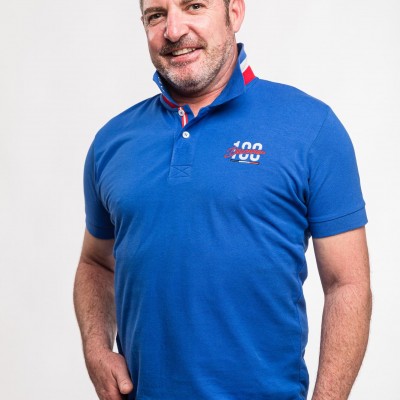 Polo homme col bleu blanc rouge