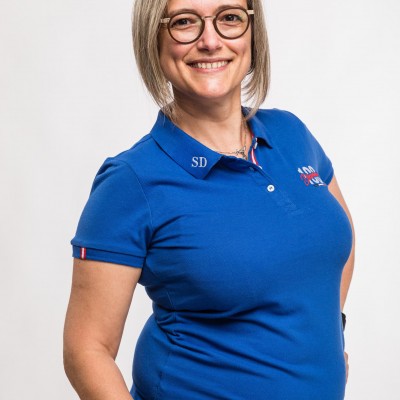 Polo femme col bleu blanc rouge